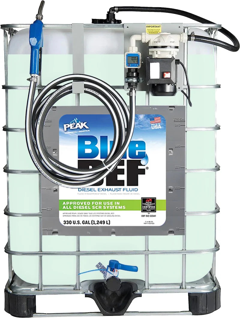 DEF Tote - Electric Metered Pump and Nozzle Kit Included - 330 Gallons of BlueDEF